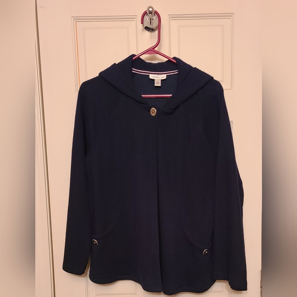 Coldwater Creek Navy hooded Med jacket